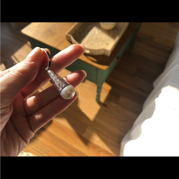 Grace loves Lace silver and pearl drop earrings - Picture 2 of 6